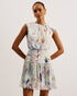 KUMIKO-Dresses-V Neck Printed Tie Front Mini Dress- Ted Baker Romania